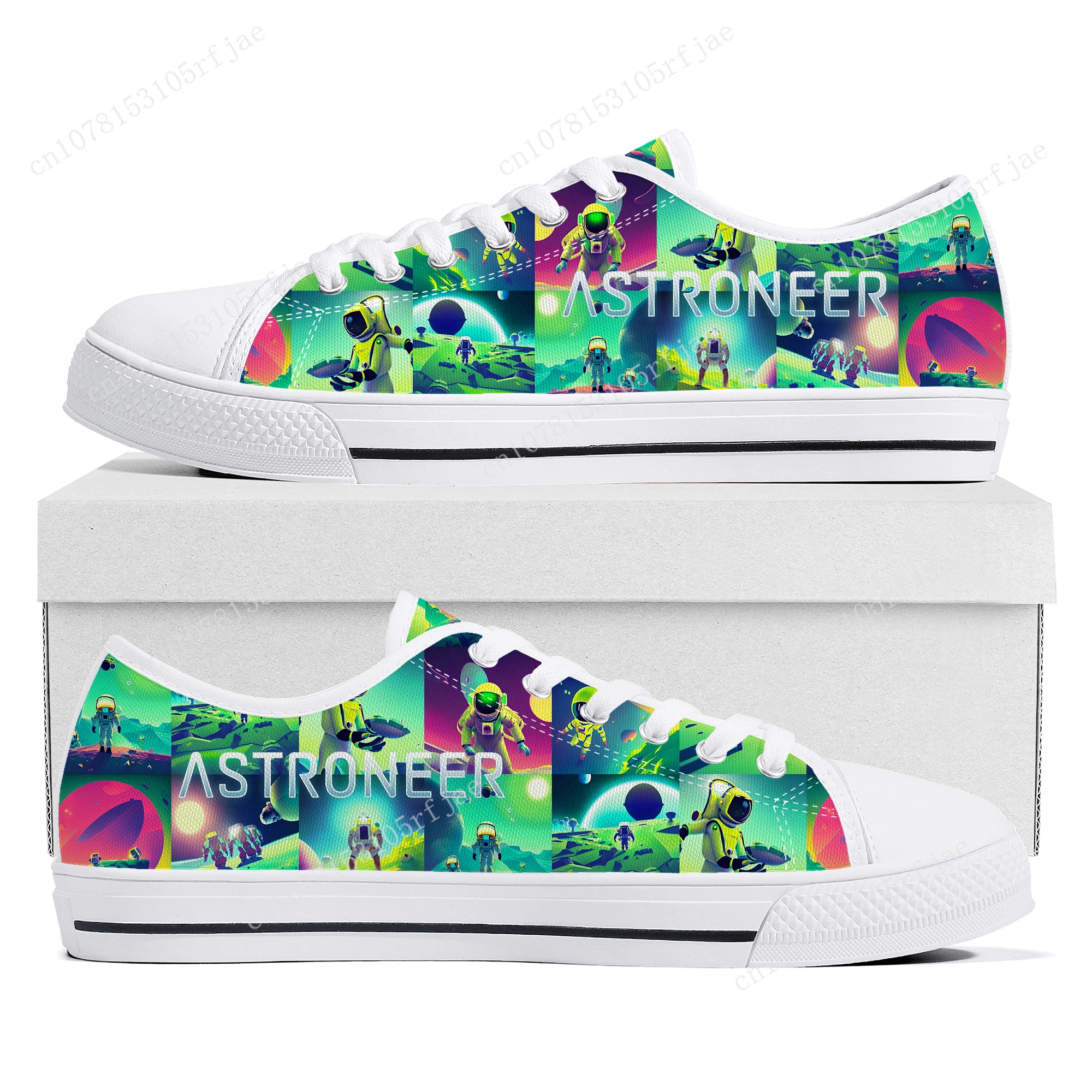 Astroneer Low-Top-Turnschuhe heißen Cartoon-Spiel Damen Herren Teenager hochwertige Mode Leinwand Sneaker Paar maßge schneiderte Schuhe