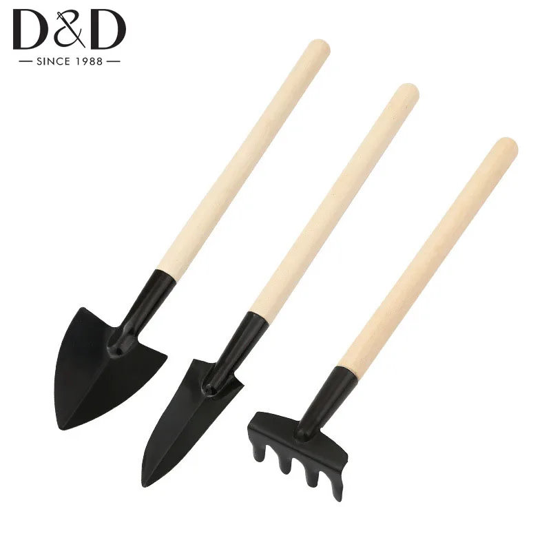 

3Pcs/Set Wooden Handle Iron Garden Shovel Mini Gardening Potting Tools Multifunctional Household Plant Bonsai Tools