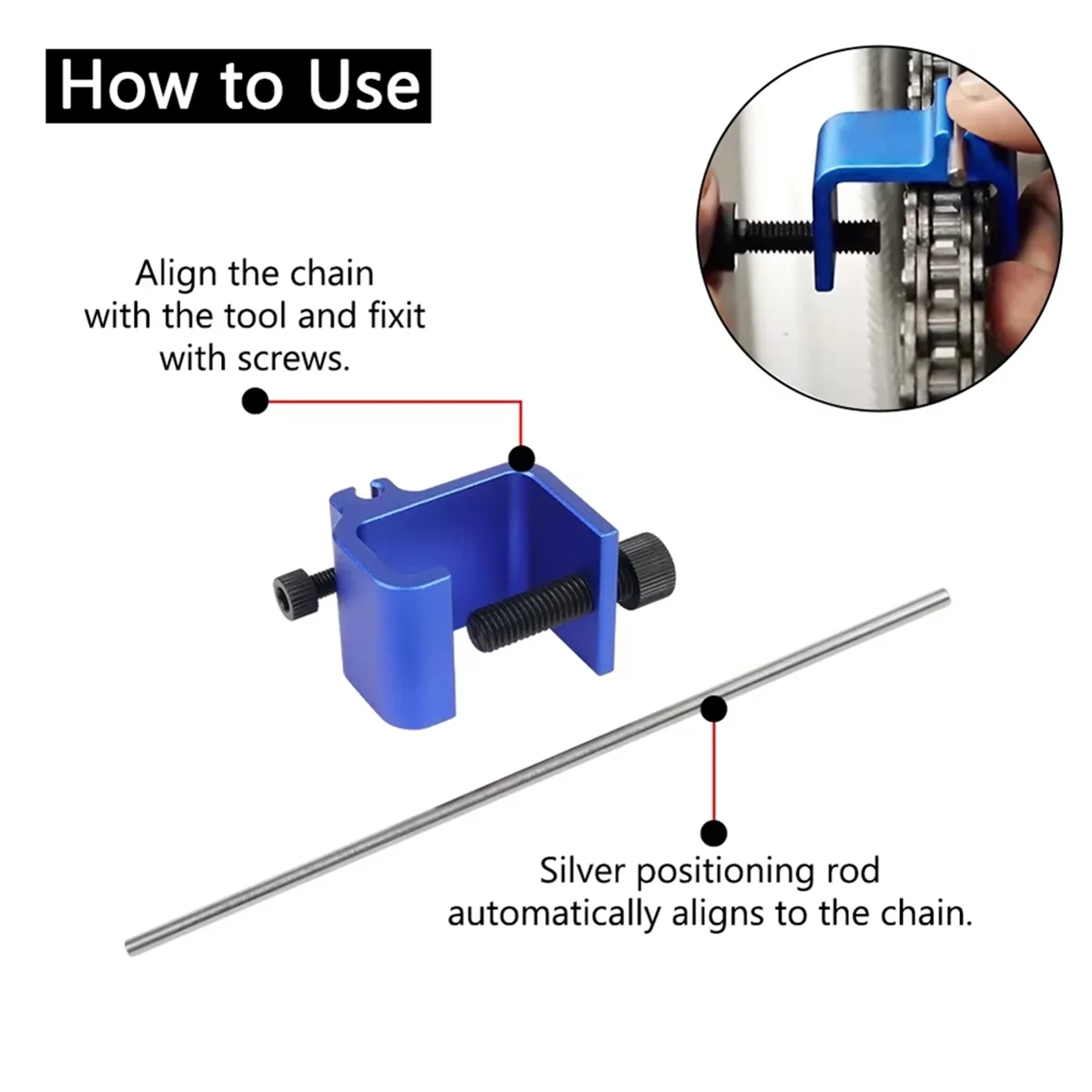 

ABNJ Quick Accurate Alignment Tool Motorcycle Chain Alignment Tool Aluminium Alloy Sprocket Chain Repair Parts Tool Black