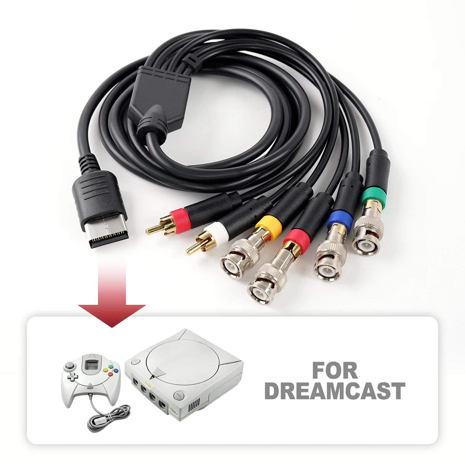 Apexneer 1.8m RGBS Cable Premium High Resolution Game Cable Accessories For SEGA DreamCast Retro Game Consoles