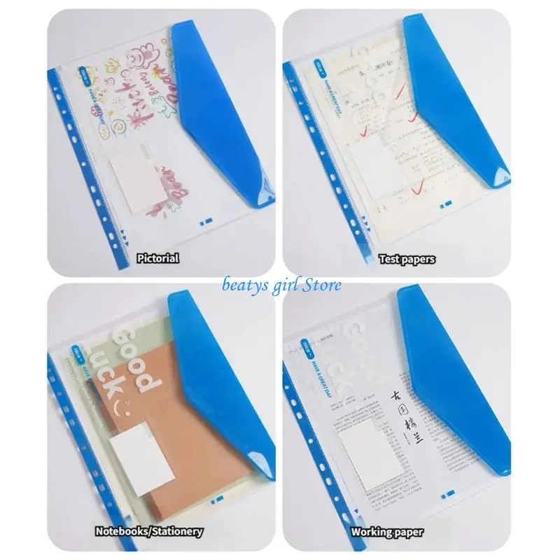 

C7AB High Capacity File Folder With 11 Holes Punched Pocket Plastic Document Organiser For Office School Organization