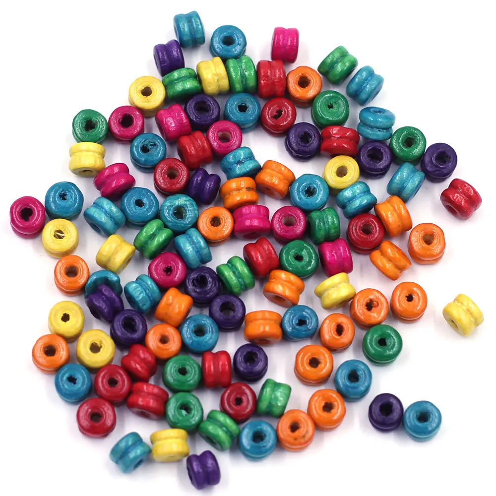 

9000Pcs Mixed Color Dumbbell Wood Spacer Beads Wooden Charms 6x5mm(2/8"x2/8")