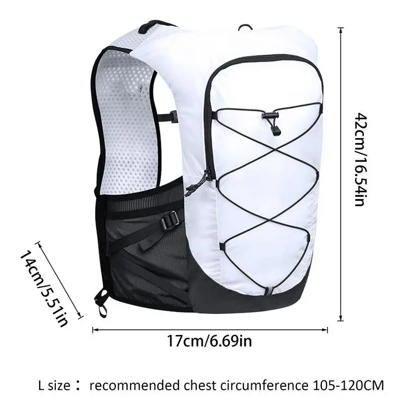 Black/White Cycling Hydrating Backpack S/M/L Running Hydrating Vest Backpack Outdoor Sports Trail Large Capacity Running Vest