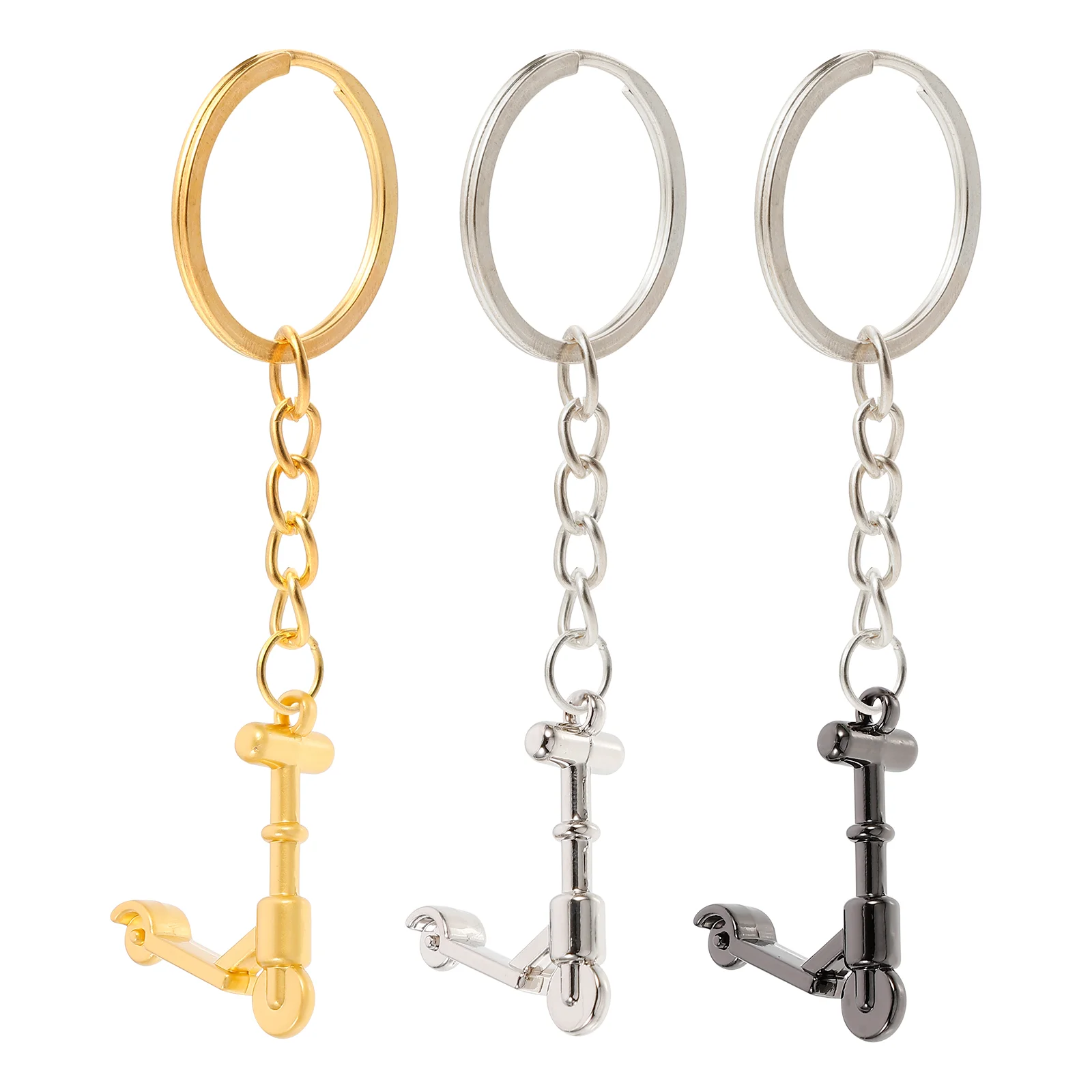 3 Pcs Scooter Keychain Zinc Alloy Decor Ring Mini Keychains Kick Handbag Hanging Tote