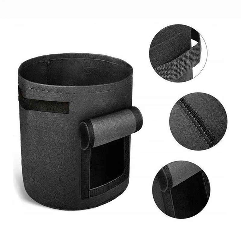 Home Garden Tool Planting Bag Side Opening Garden Grow Bag Strawberry Potato Bucket Container Planter Pouch with Handles A5