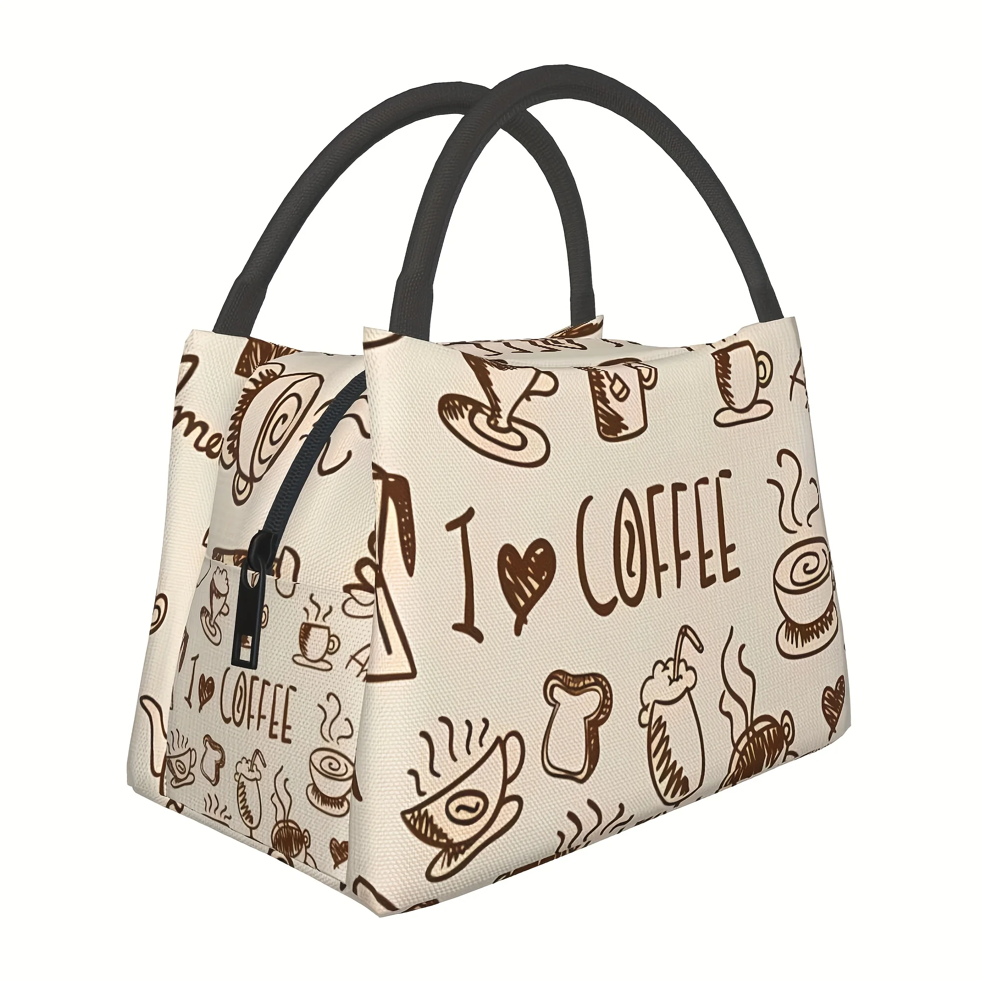 1pc Coffee Insulated Tote Bag with 