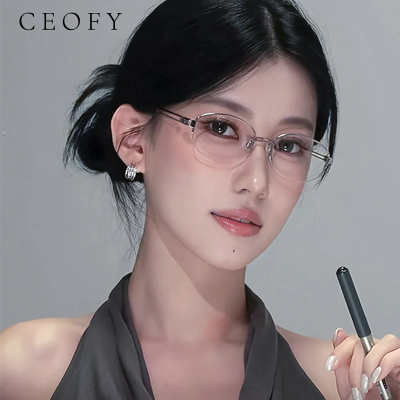 

Оправа для очков Ceofy унисекс из титана без оправы, ультралегкая, для коррекции зрения при близорукости, новая модель для мужчин