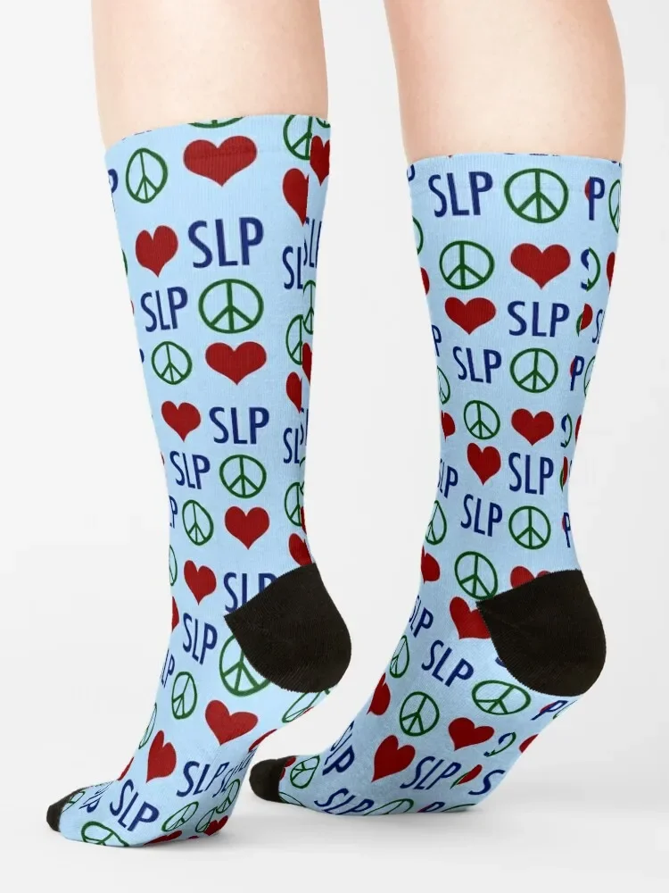 Frieden Liebe Sprache Sprache Pathologie Socken viele helle Strumpfband HipHop Männer Socken Luxusmarke Frauen