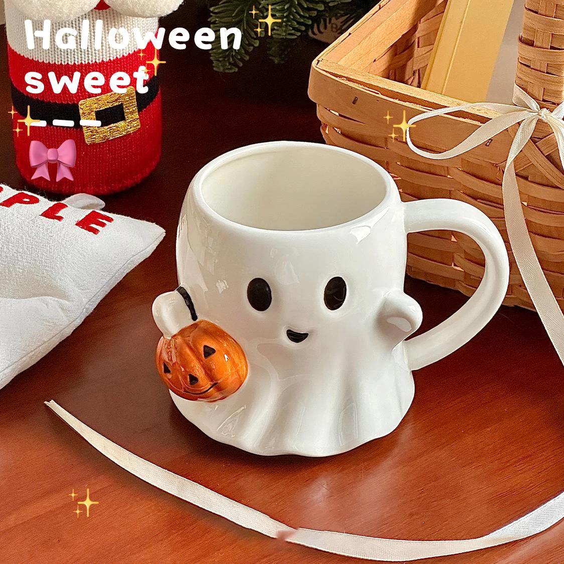 

Забавные кружки-чашки в форме тыквы-призрака на Хэллоуин, нестандартный дизайн, 600 мл, без крышки