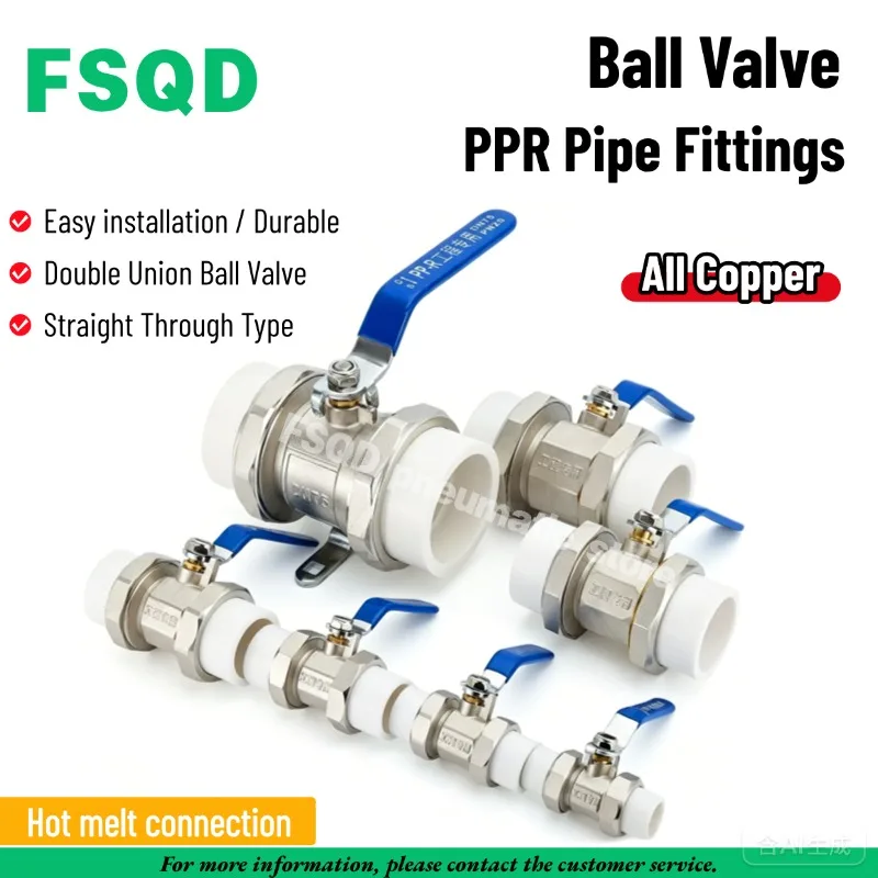 Цельномедные фитинги для труб PPR, шаровой кран DN15 DN20 DN25 DN32 DN40 DN50 DN65 DN80 DN100, соединитель-переключатель