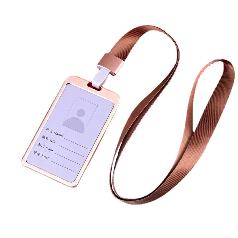 Metal Badge Holder para Empregado, Caso de Manga para Permissão de Trabalho, Titular do Cartão, Tag Protector, Nome Lanyard