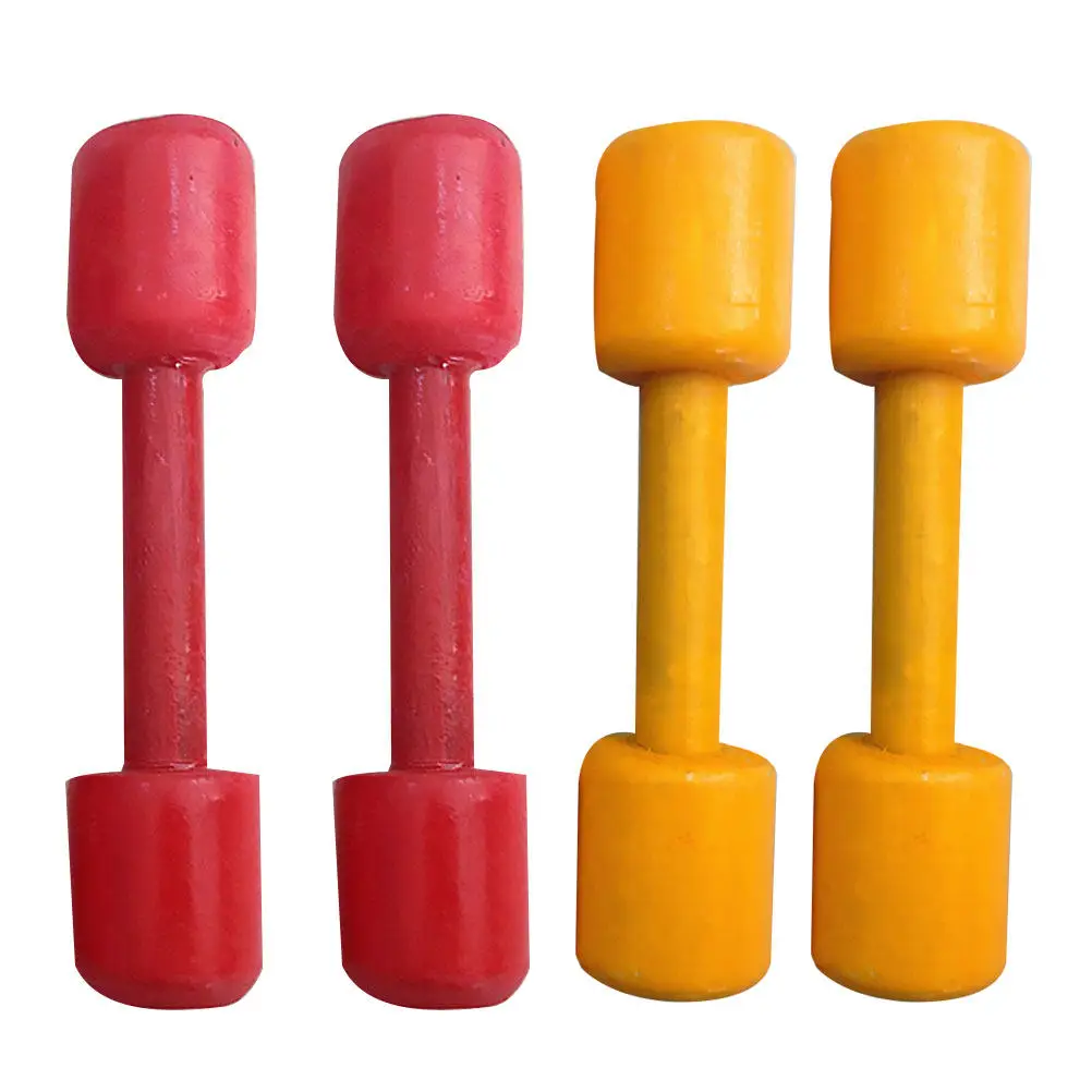 Kids Wooden Dumbbells 2 Pairs Hand Grip Exercise Gymnastics Props Coordination Training Equipment Red