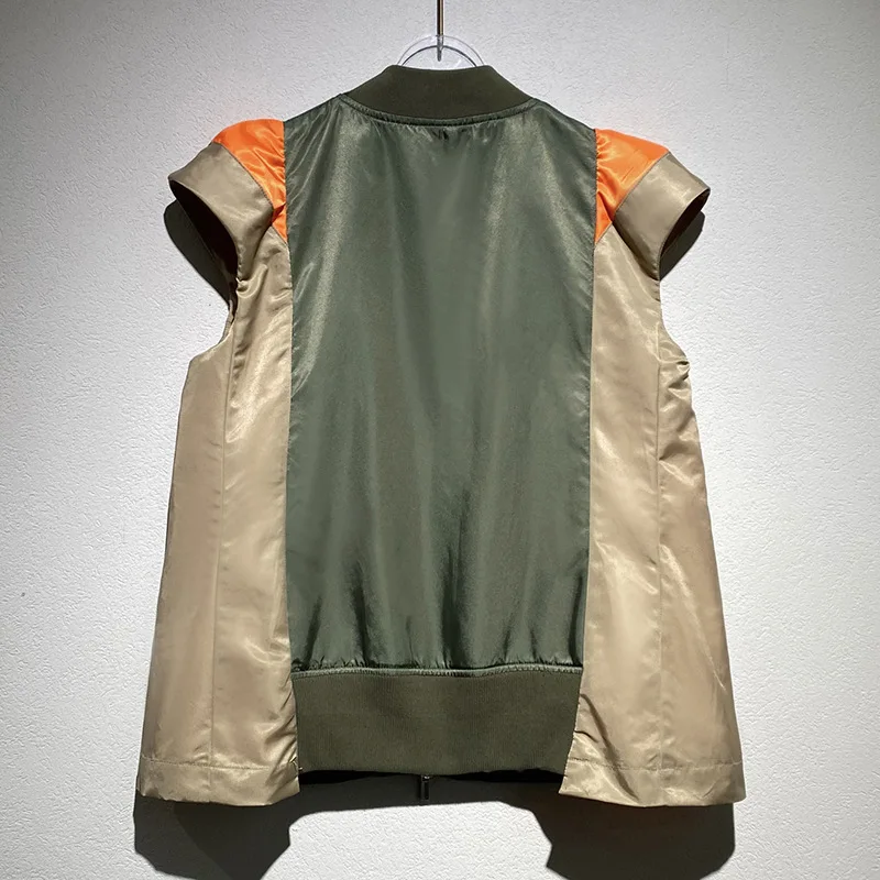 Zomer 2025, nieuwe stijl dames kleine batch patchwork jas, losse jas met fluttermouwen