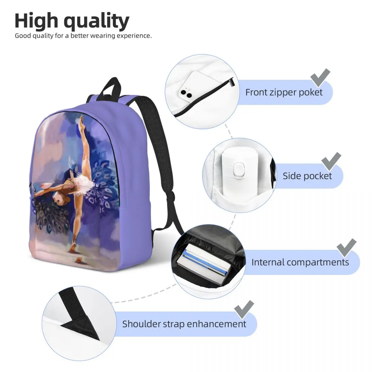 Gymnastics Ballet Art Backpack Painting Streetwear Backpacks Unisex Workout Print School Bags Designer Rucksack Xmas Gift