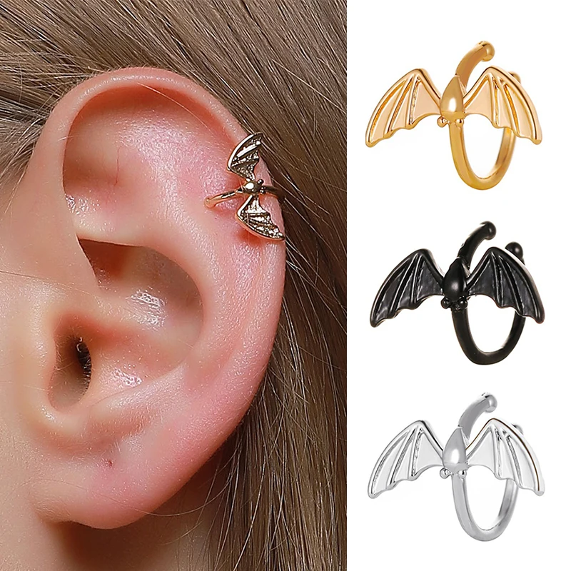 Gothic Ohrring für Frauen Männer niedlichen Fledermaus gefälschte Piercing Helix Clip Ohrring Punk Goth Halloween Modeschmuck Zubehör Großhandel