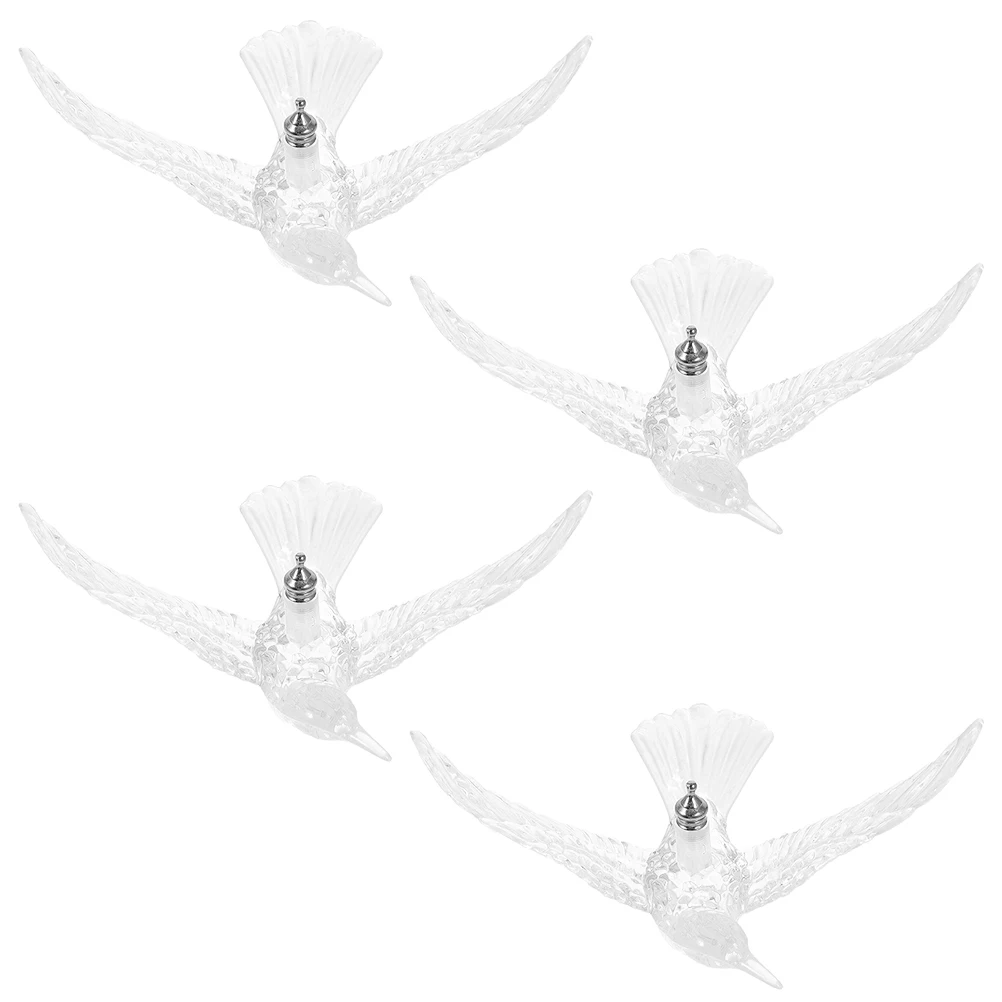 

4pcs Crystal Hummingbird Ornament Decorative Acrylic Hanging Pendant Home Party Xmas Bird Bedroom Living DIY Transparent