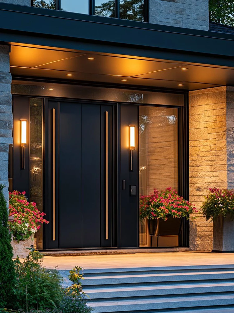 Sixinalu Casement Doors Front Entrance Exterior Security Entry Door With Sidelight Aluminum Profile Home Decor Custom Panel