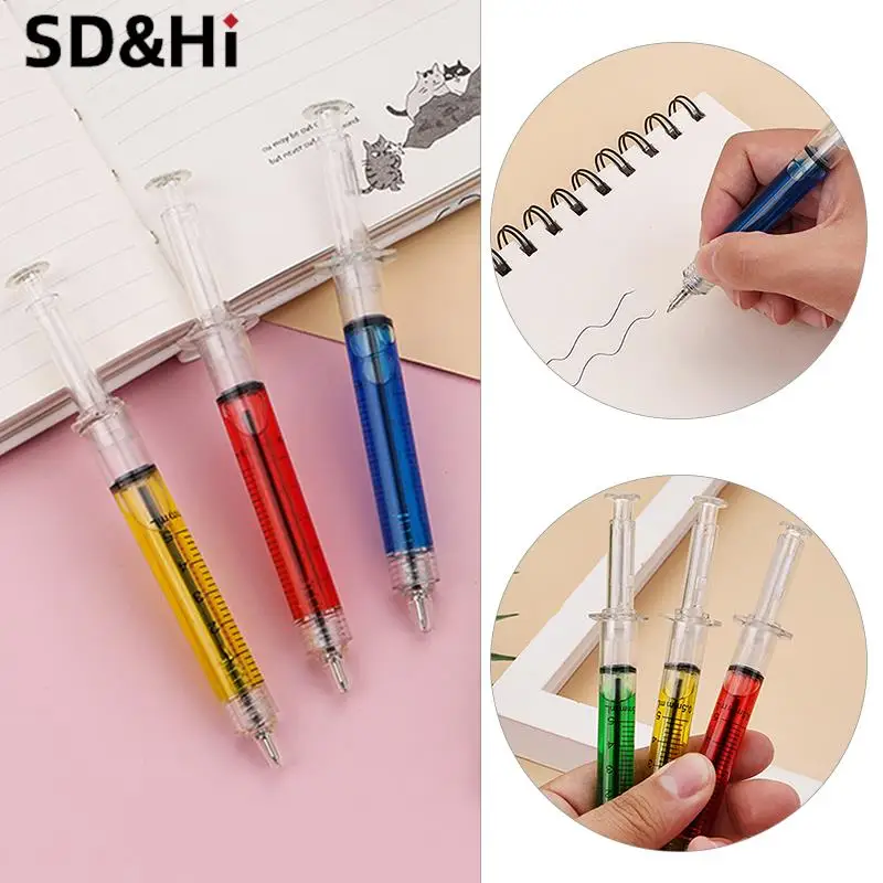 1pcs Injection Type Red Blue Color Ball Point Pen Doctor Nurse Gift Liquid Pen Transmission Syringe Pens