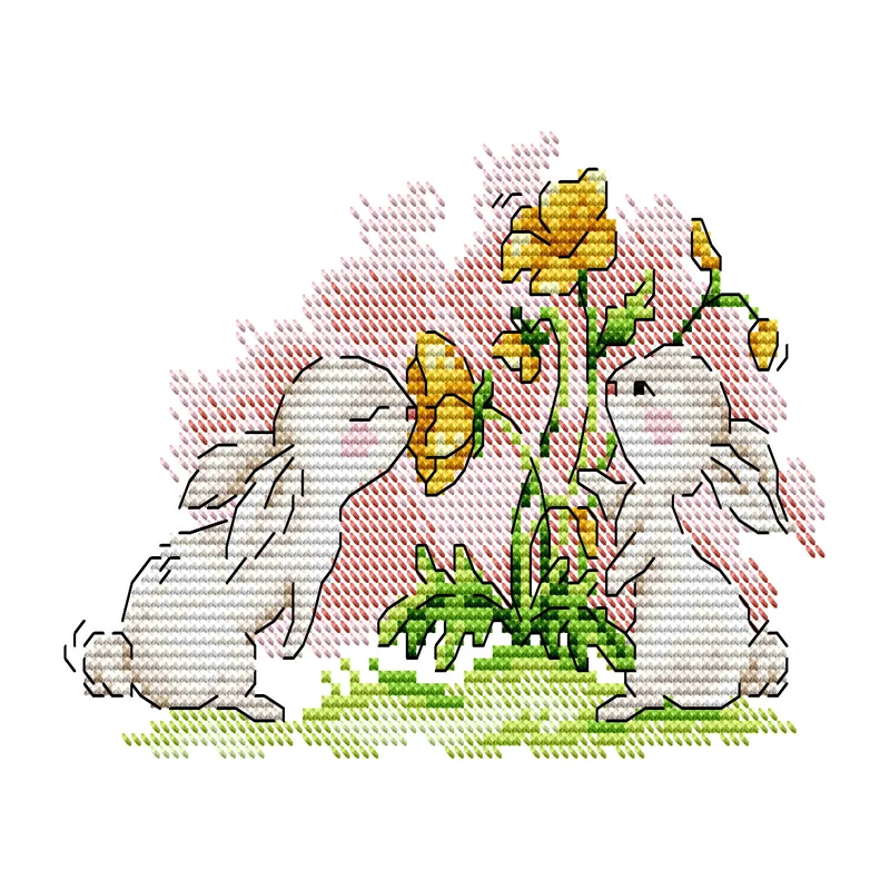 Joy Sunday Cross Stitch Kit Bunny's Nectar 11CT  14CT Printed Cross Stitch Embroidery Kit Print Fabric Homefun Cross Stitch Kit