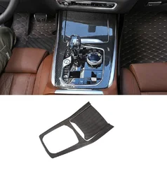 Real Carbon Fiber Car Center Console Gear Shift Decoration Panel Fit For BMW X5 X6 X7 G05 G07 2019-2021