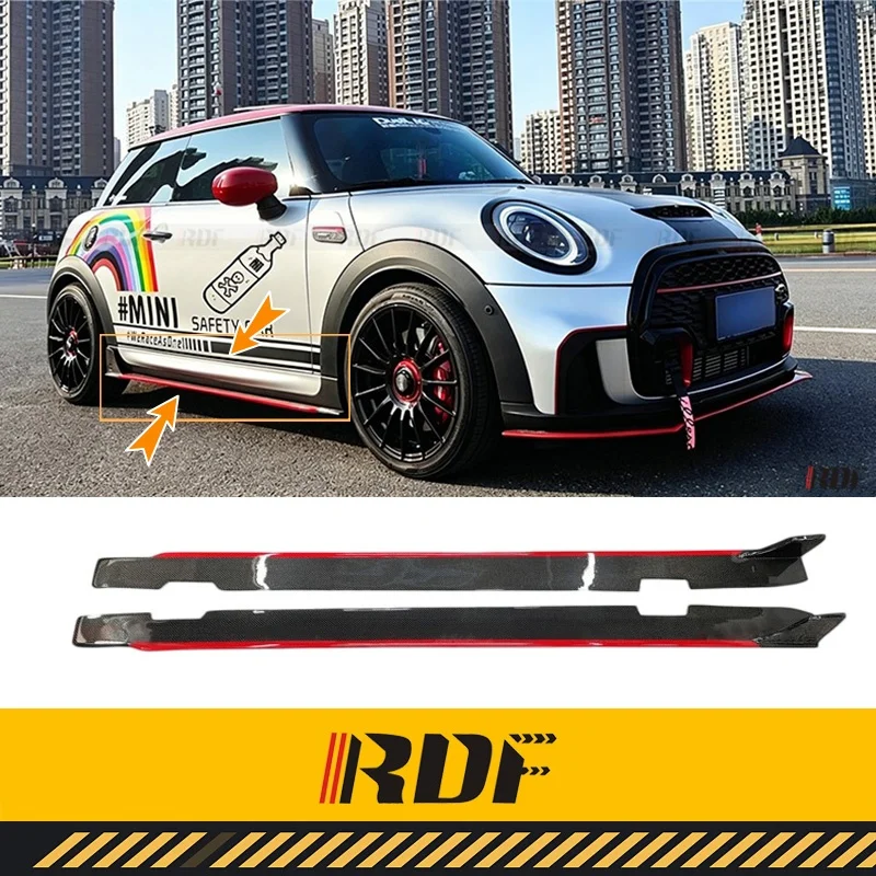 Passend für MINI F56 COOPER S GIOMIC Seitenschweller JCW Modifizierte Carbon-Seitenspoilerlippen Verkleidung Karosserie-Kit Zubehör