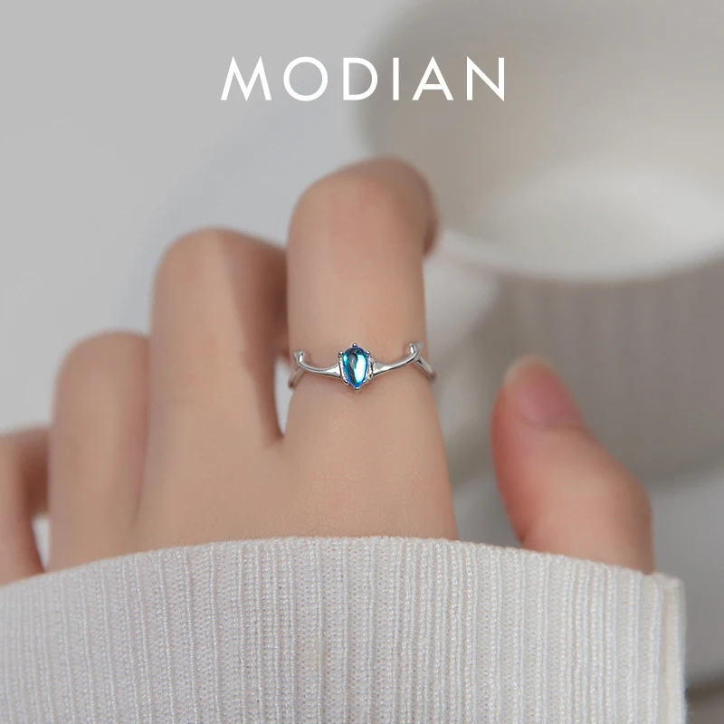 

Modian Colorful Crystal Elk Pattern Sterling Silver 925 Ring for Women Open Adjustable Antlers Finger Ring Fine Jewelry 2020 New