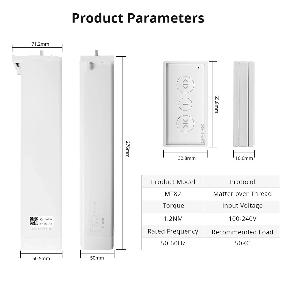 Automatic Curtain System Compatible with Matter Thread Smart things Google Home APP Remote Control Smart Electric Curtain Motor