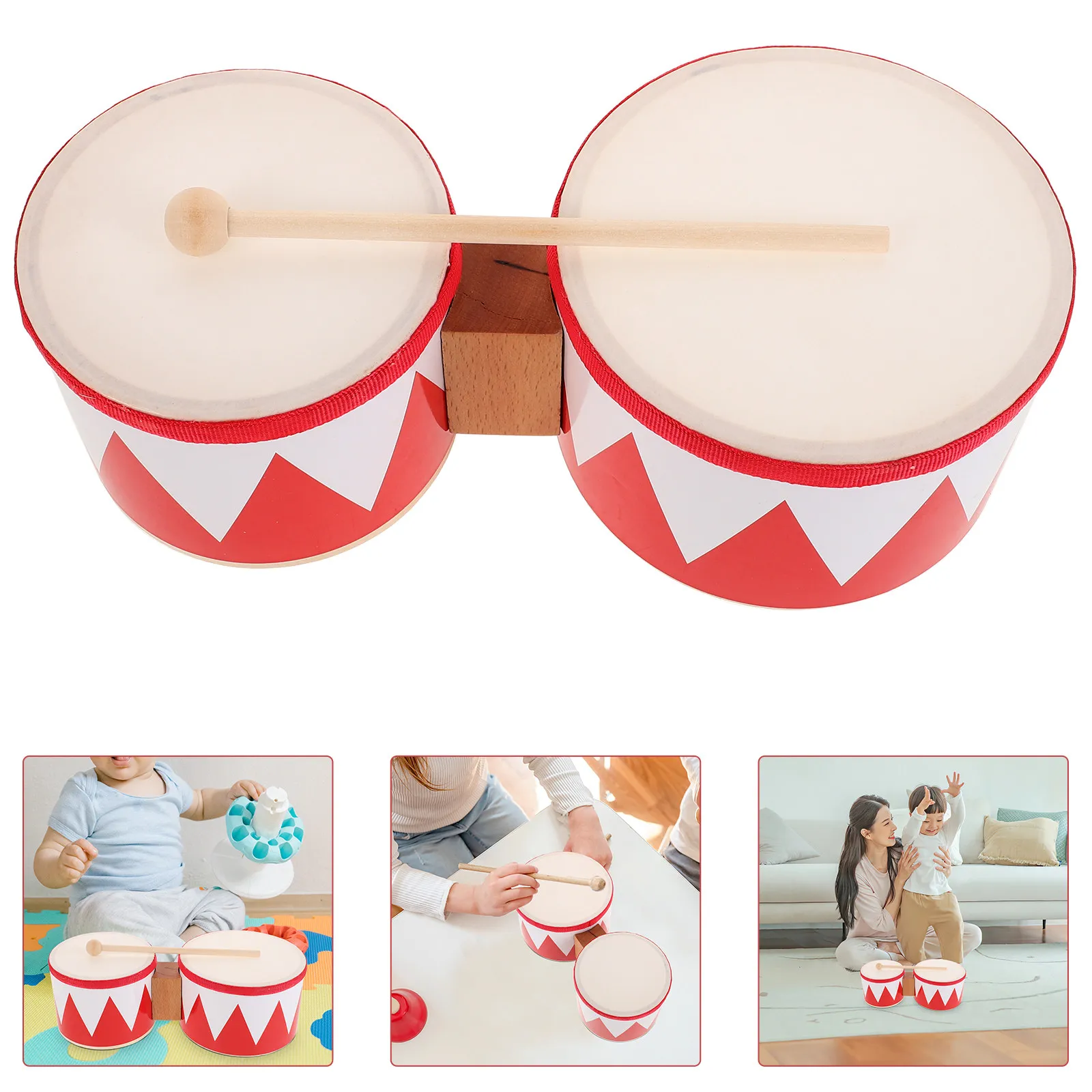 1Set Drum Connected Hand Percussion Instrument 5Inch 6Inch Kids Music Development Drum Indoor Outdoor Play