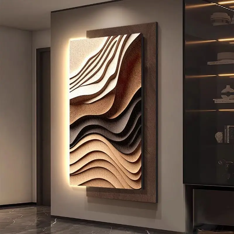 Luxurious Sandstone Texture Wall Lamp for Bedroom, LED Art Light with Hanging Painting Room Decor