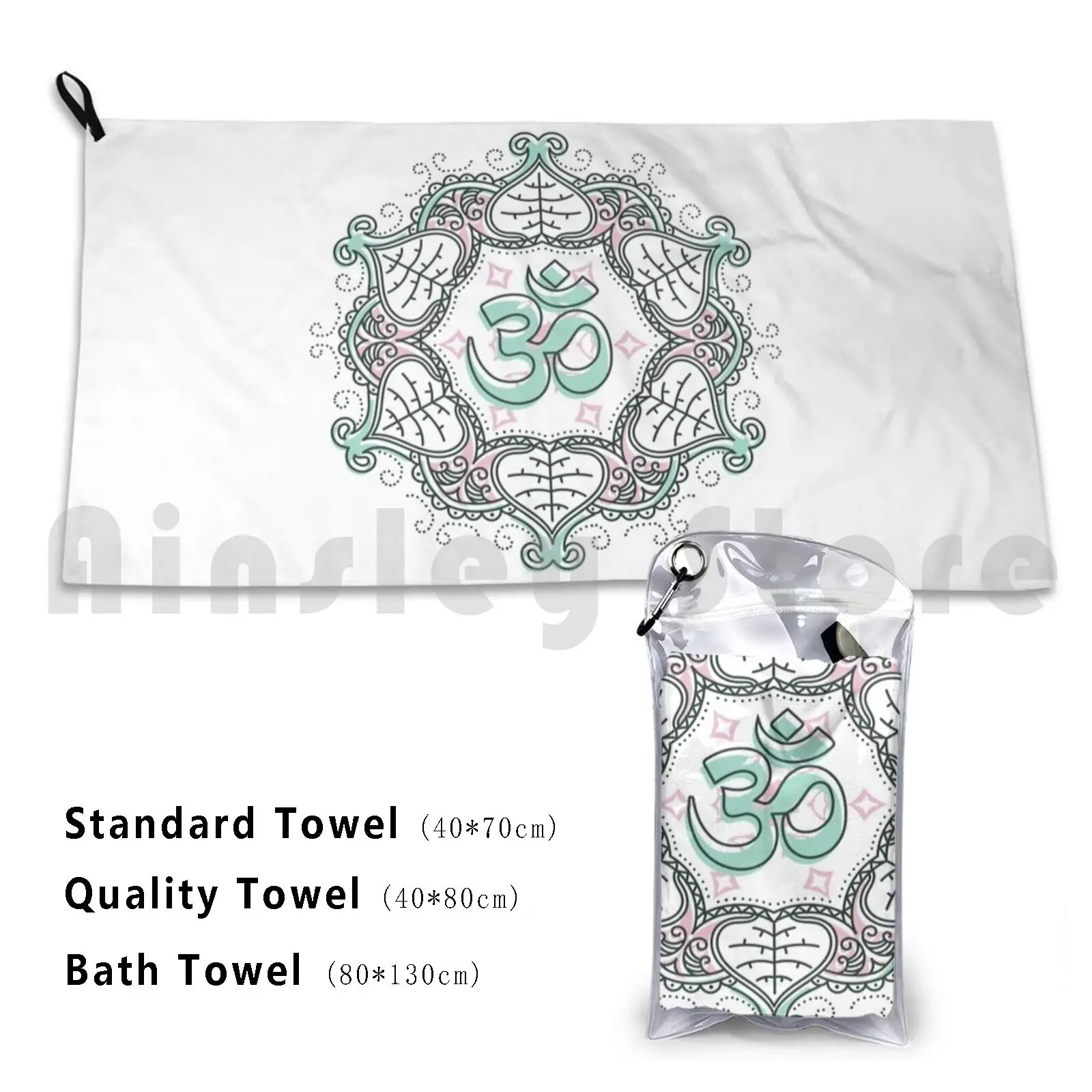 Om Mandala Beach Towel Quick Dry Quality Towel Mandala Intricate Ornate Decorative Spiritual New Age Hindu India