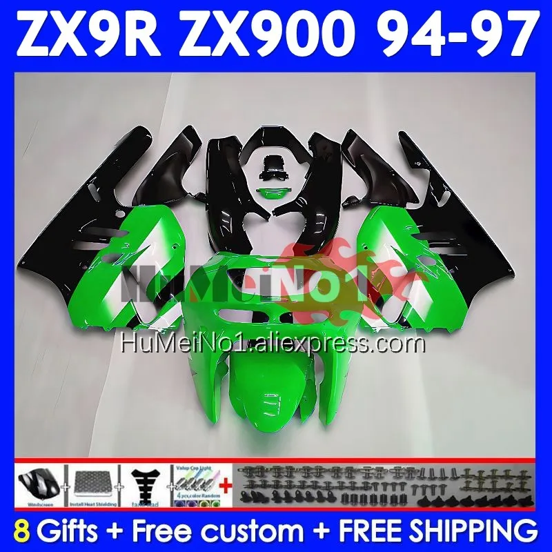 Body Kit For KAWASAKI NINJA ZX-9R Green black 900CC ZX 9 R 9R 900 212No.2 ZX9R 94 95 96 97 ZX900 1994 1995 1996 1997 Fairings