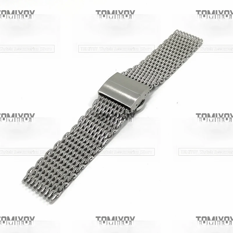 18 20 22MM Silver Black Solid Mesh Stainless Steel 1.2MM Wire Thickness Watch Strap