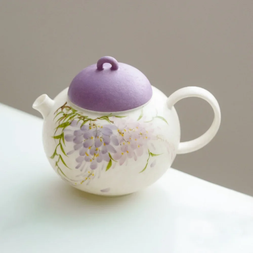 Spring Flocculent Wisteria Ceramic Teapot Household High-end Cover Bowl New Master Cup Kung Fu Tea Set Ladies with Filter Teapot