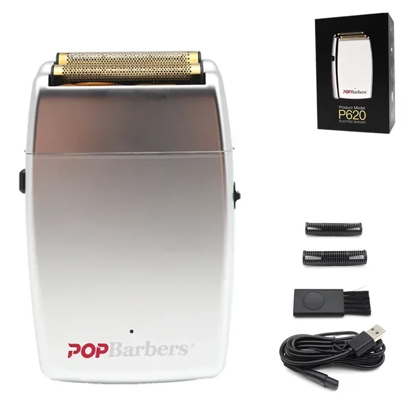 11000 RPM POP Barbers P620 Professional Electric Men's Beard Trimmer Double Foil Shaver Electric Shaver USB Hair Cutting Machine image 3