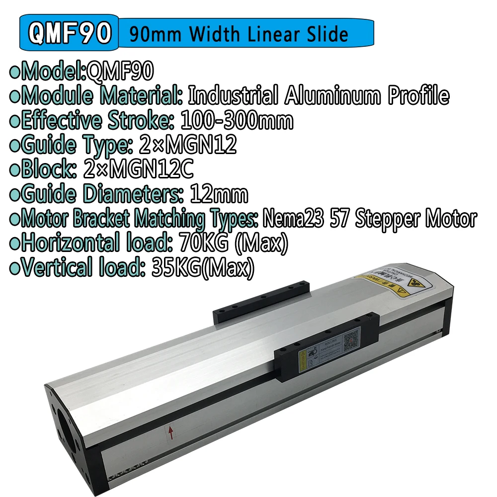 CNC Fully Enclosed Slide Table 40/90mm Wide SFU1605 Dust Compartment 100-300MM Stroke  NEMA 23 1.2Nm Stepper Moto Kit CNC XYZ
