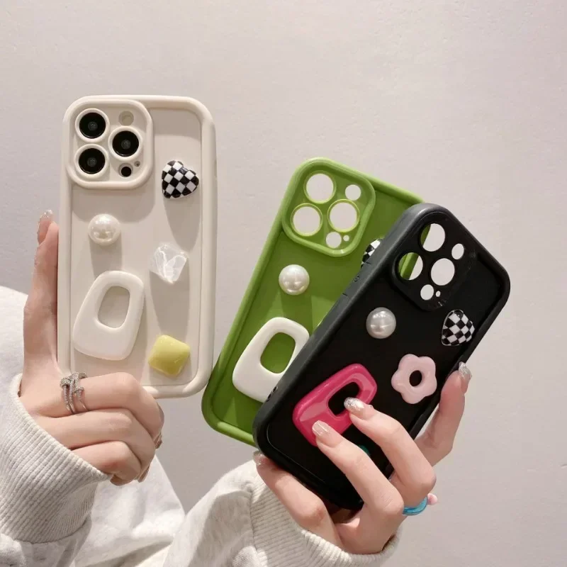 

Suitable for Iphone 16 15 14 13 12 11 Pro Max Creative Fashions Cute Three-dimensional Hairpin Soft Plastic Anti-fall Phone Case