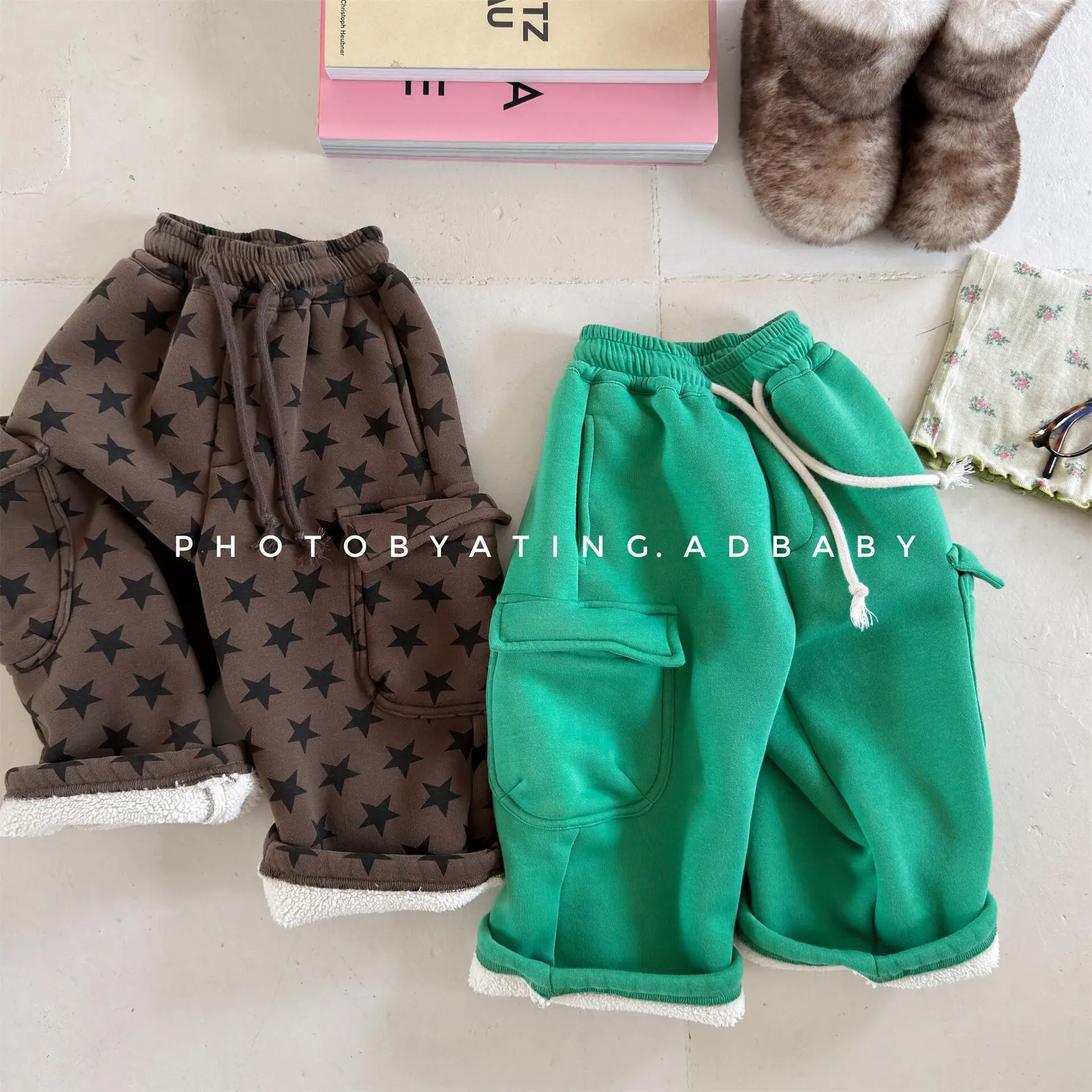 2026 Winter New Children Loose Trousers Plus Velvet Thick Boys Girls Casual Pants Kids Fleece Harem Pants Fashion Baby Clothes