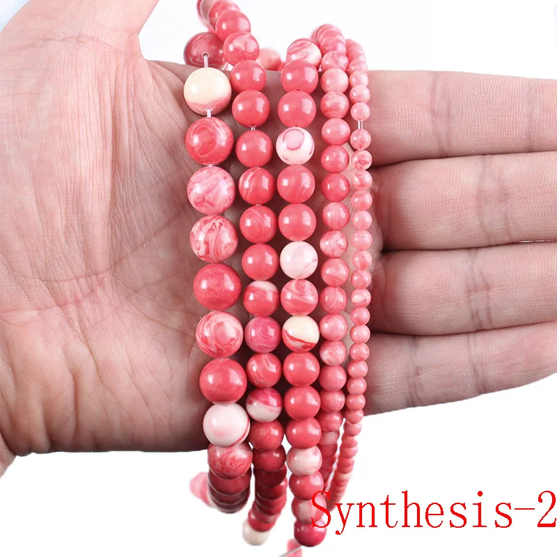 100% Natural Stone Argentine Rhodochrosite Gemstone Round Loose Bead Diy Spacer Beads for Jewelry Making Accessories