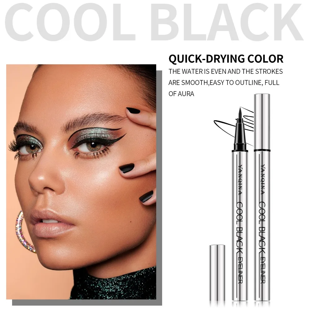 Waterproof Liquid Eyeliner Pen Quick Dry Deep Black Smudge Proof for Sweat Resistant Precise Ultra Fine Tip Beginner Friendly