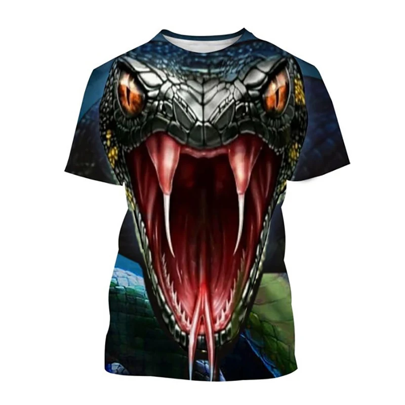 Summer Animal Snake 3D Print T-Shirts Men\'s Women Casual Short Sleeve T Shirt Oversized Harajuku Y2k Top Tees Kid Funny Clothing