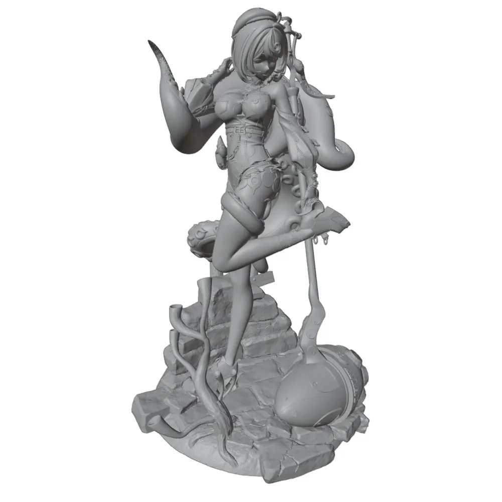 Figura de anime GK 1/24 - Miniatura 3D gris, sin montar ni pintar - imagen 2