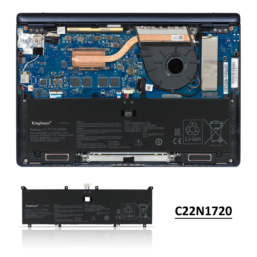 Imagem -06 - Bateria do Portátil para Asus Zenbook s Ux391 Ux391fa Ux391ua Ux391fa-ah001t Notebook Série 7.7v 6500mah Kingsener-c22n1720