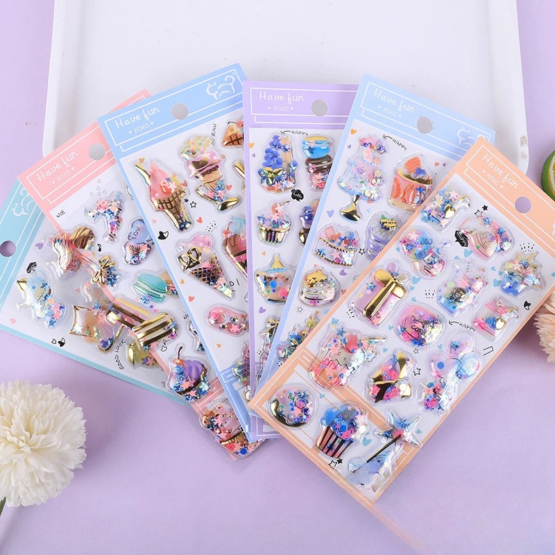 

Gorgeous 3D Shaker Stickers, Liquid Puffy Sequin Stickers, Kawaii DIY Scrapbook Sticker for Kids Reward Journal Planner