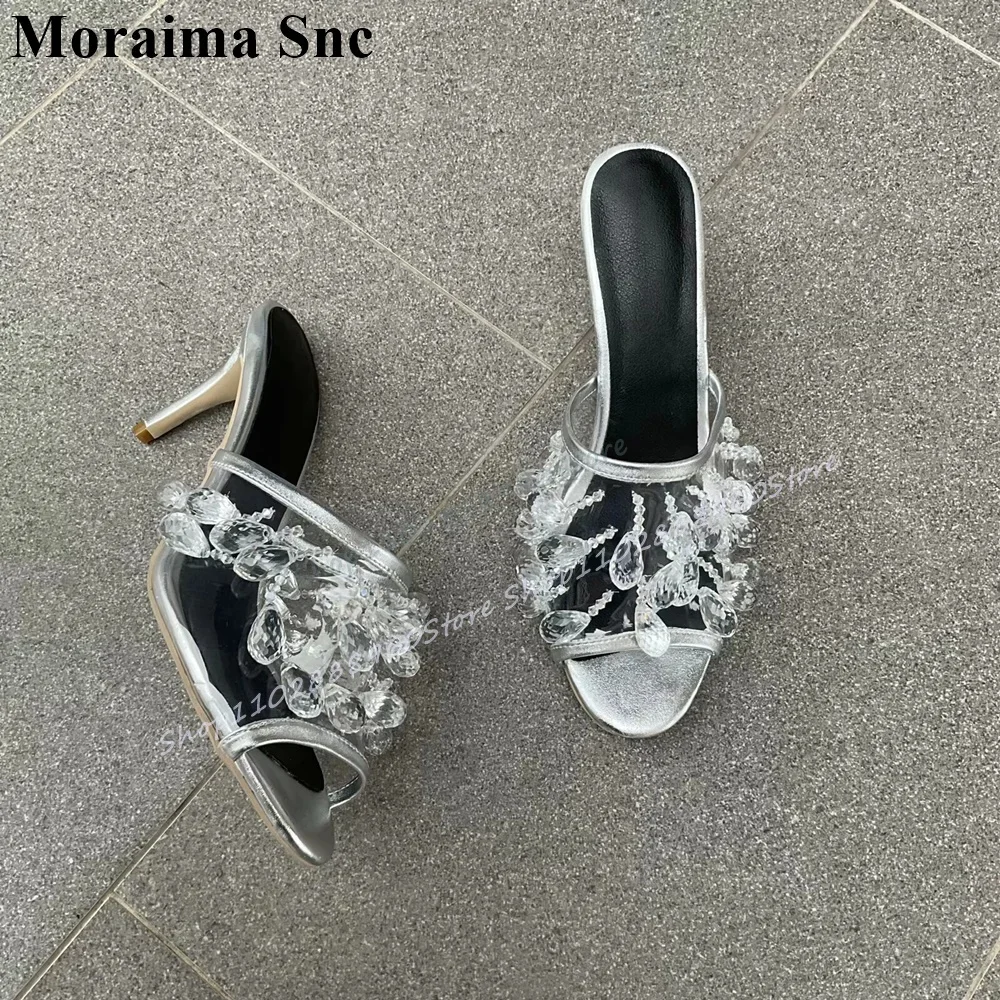 

Trendy Transparent PVC Crystal Slippers Thin High Heel Shoes For Women Slip On Peep Toe 2025 Fashionable Zapatos Para Mujere