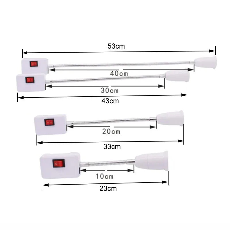 EU/UK Plug Flexible Extend E27 Light Lamp Bulb Extension Converter Adapter Wall Lamp Socket Base Holder 23cm-53cm