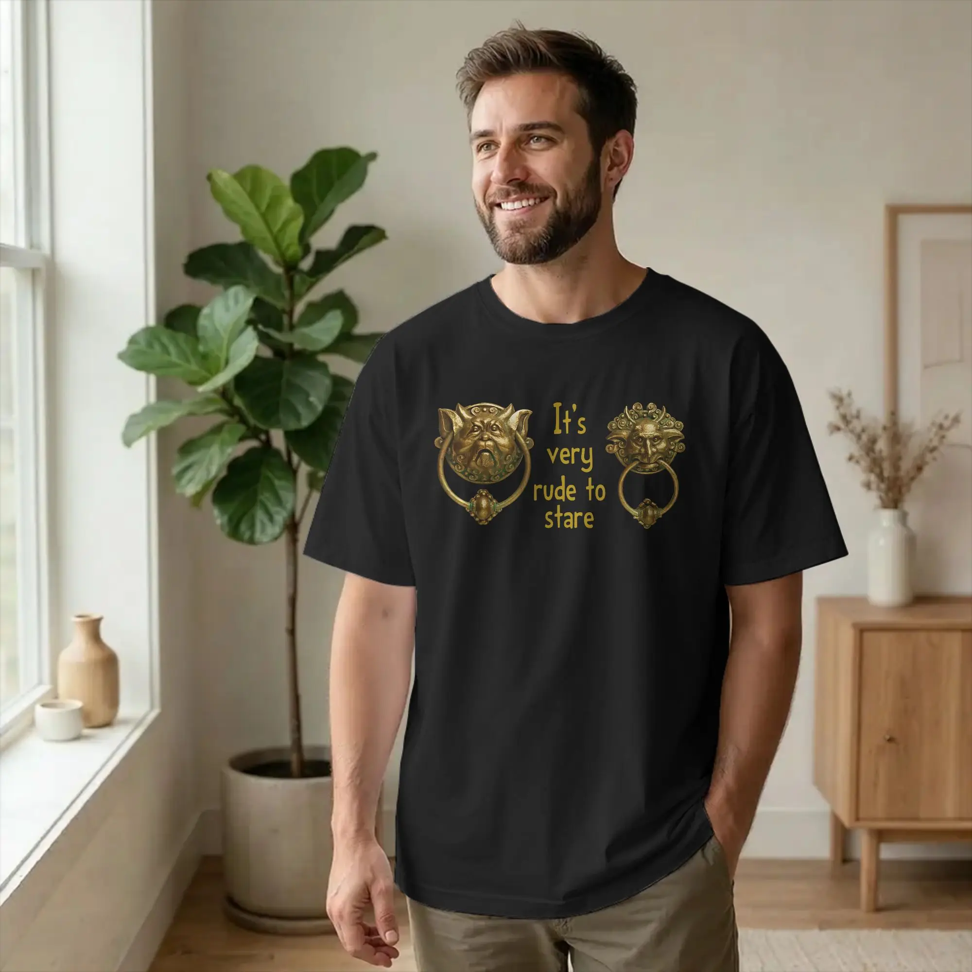 Labyrinths Rude Stare Door Knockers Men's T Shirts Movie Novelty Tee Shirt Short Sleeve Round Collar T-Shirt Cotton 4XL 5XL Tops