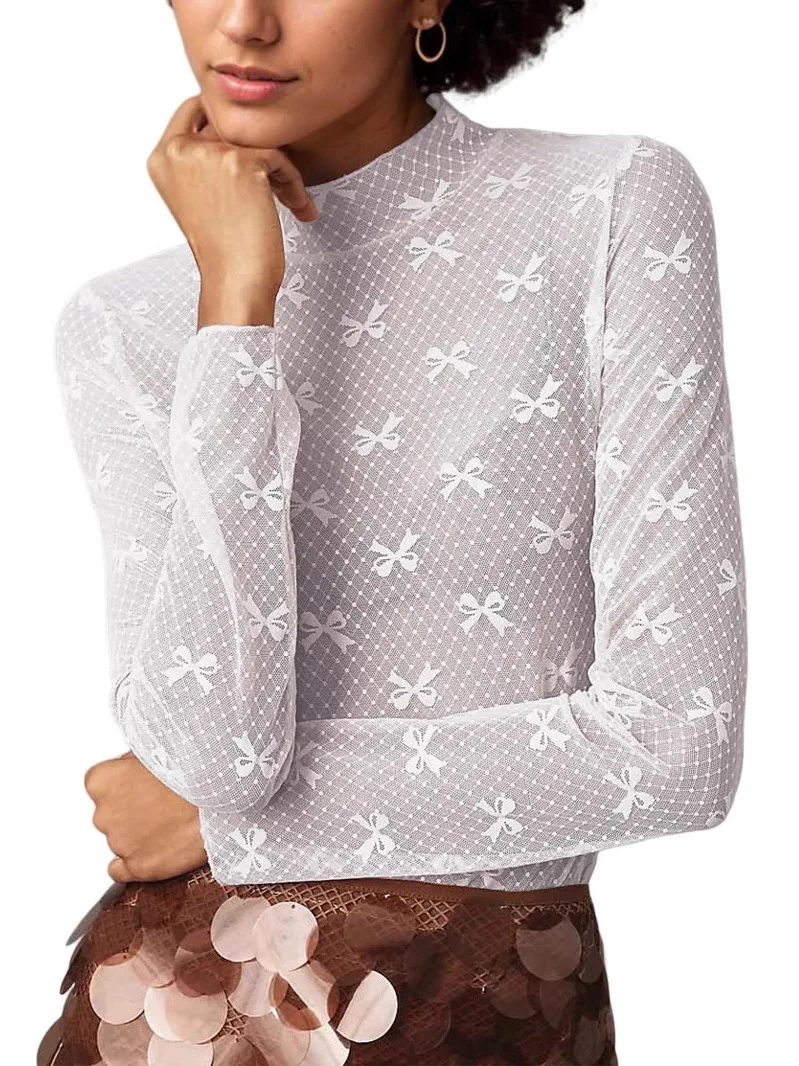 Lace Slim Fit Sexy Girl Me Long Sve Top Women's Me Long Sve T-irt High Waist Long Pants Skirt Pants Chinese Origin