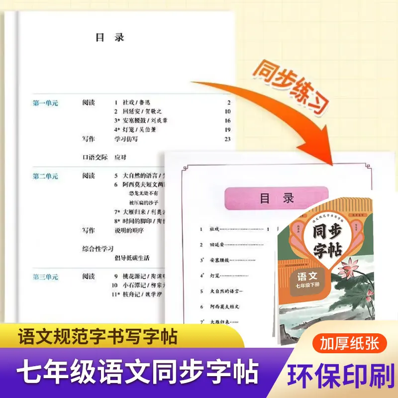 Curriculum-Aligned Chinese Calligraphy Copybook for 7th Graders | Standardized Mandarin Handwriting Practice (Upper & Lower Volu