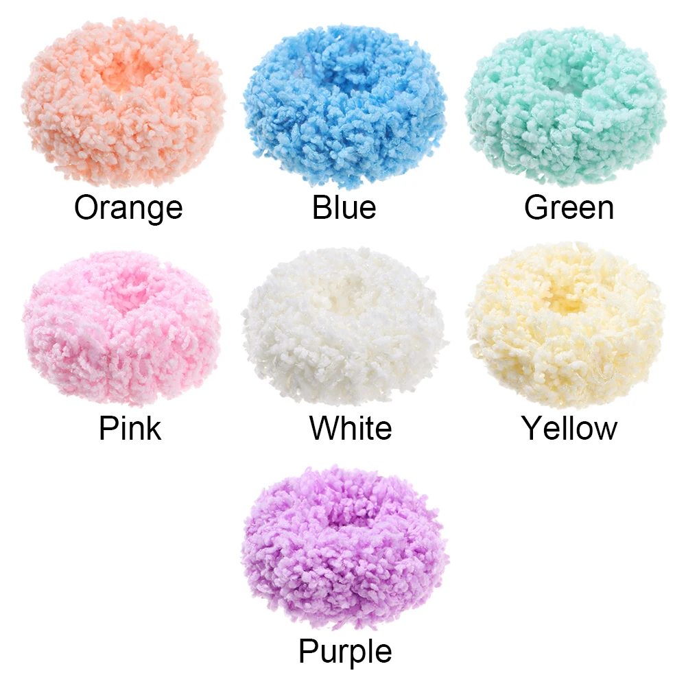 Fashion Elastic Colorful Plush Ponytail Headwear Scrunchies Hairband Luminous Hair Bands