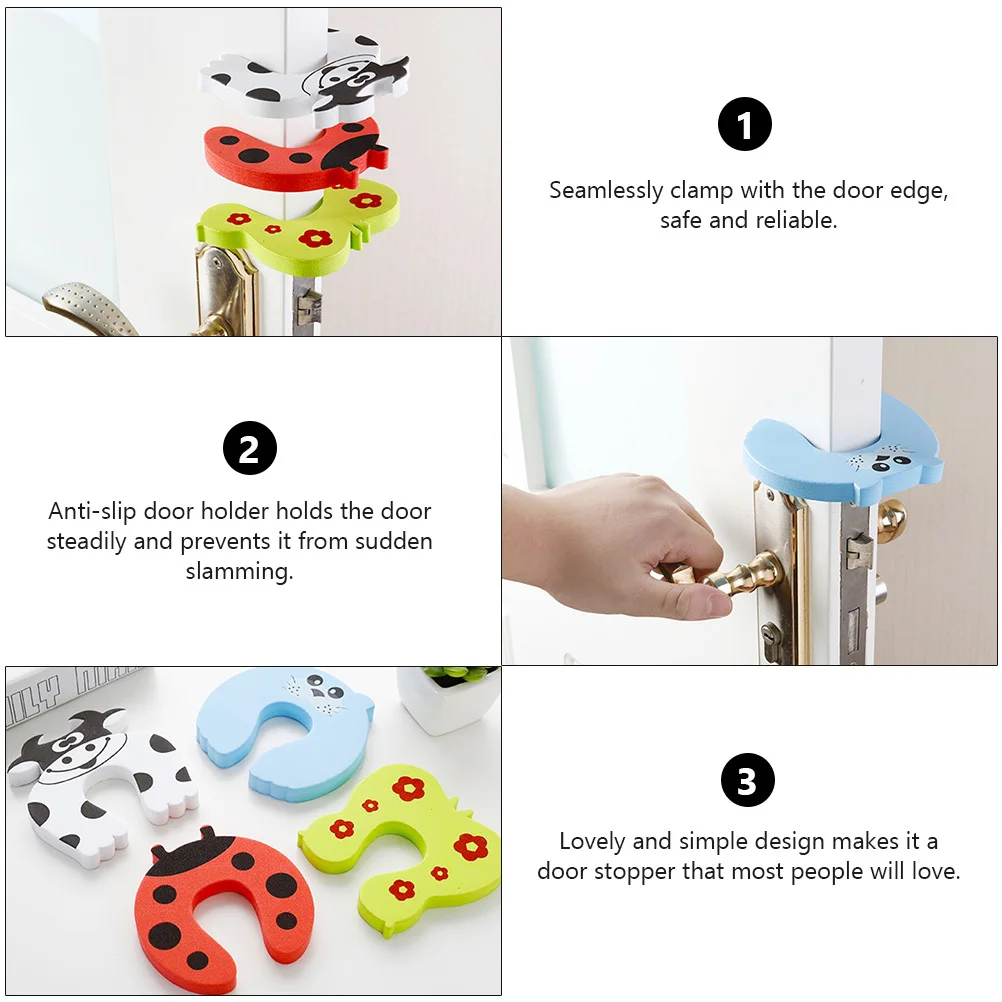 20 pçs rolha de porta protetor de dedo do bebê dos desenhos animados design animal durável macio anti-colisão suporte de porta para crianças